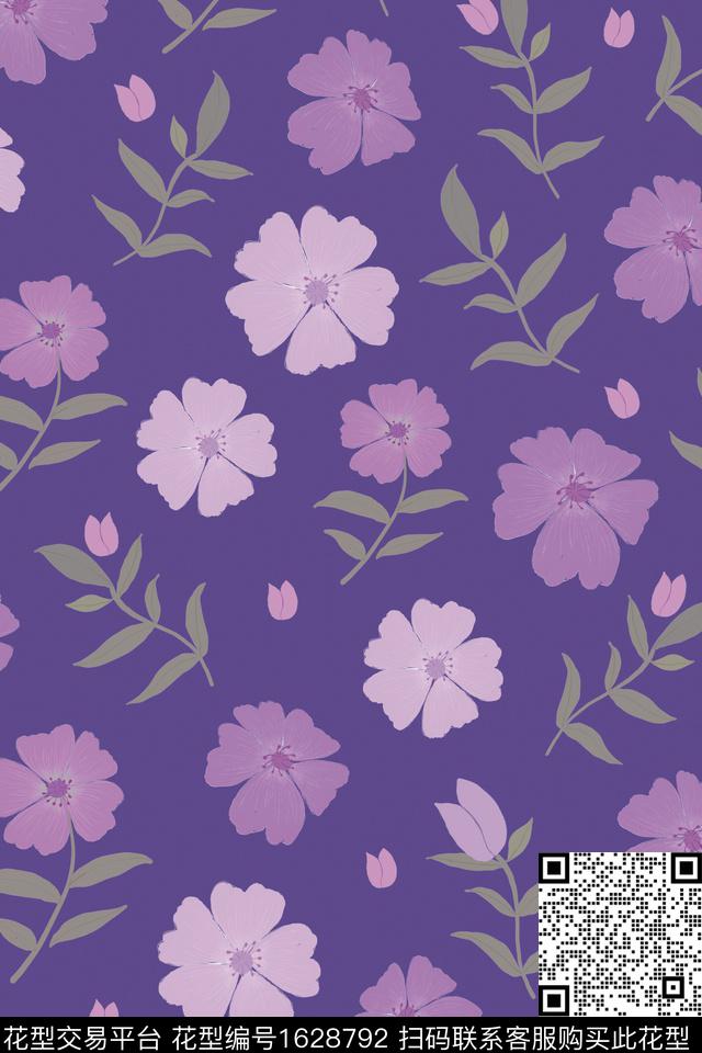 植物树枝小碎花数码印花华亿平台下载（图片编号: 1628792） - 瓦栏（Walan）