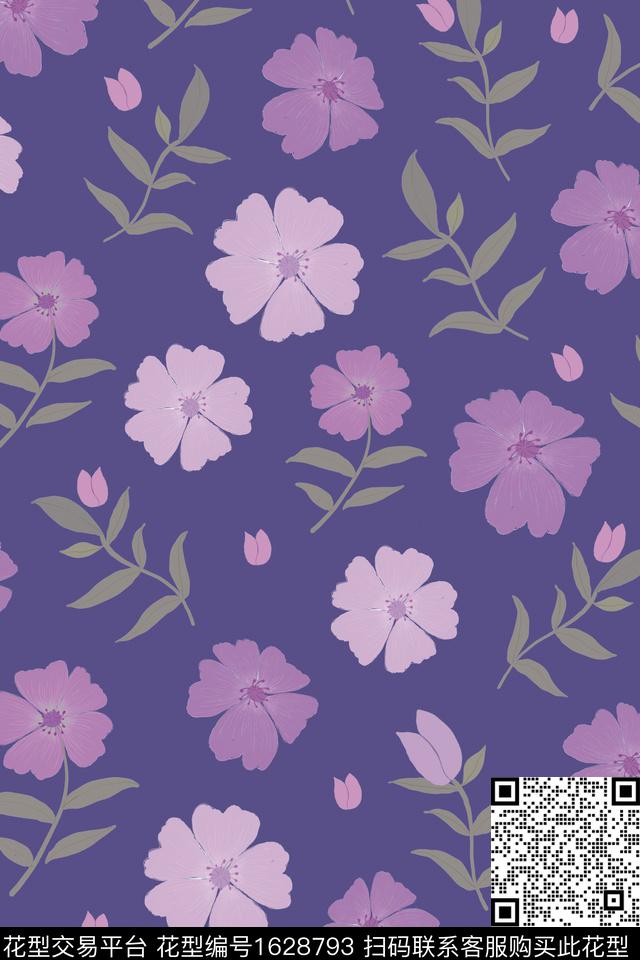 植物树枝小碎花数码印花华亿平台下载（图片编号: 1628793） - 瓦栏（Walan）