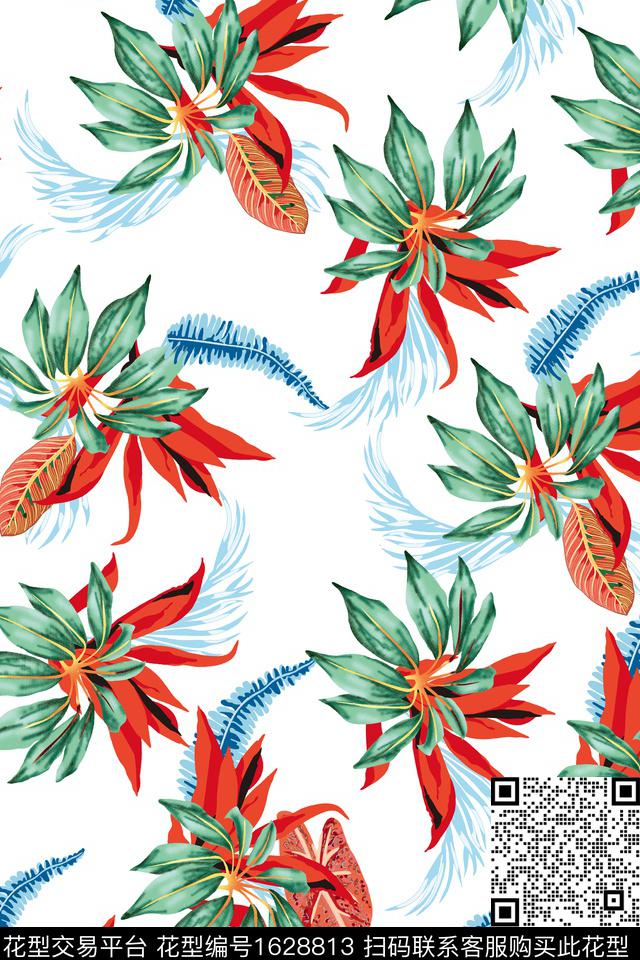植物热带华亿平台花卉数码印花华亿平台下载（图片编号: 1628813） - 瓦栏（Walan）