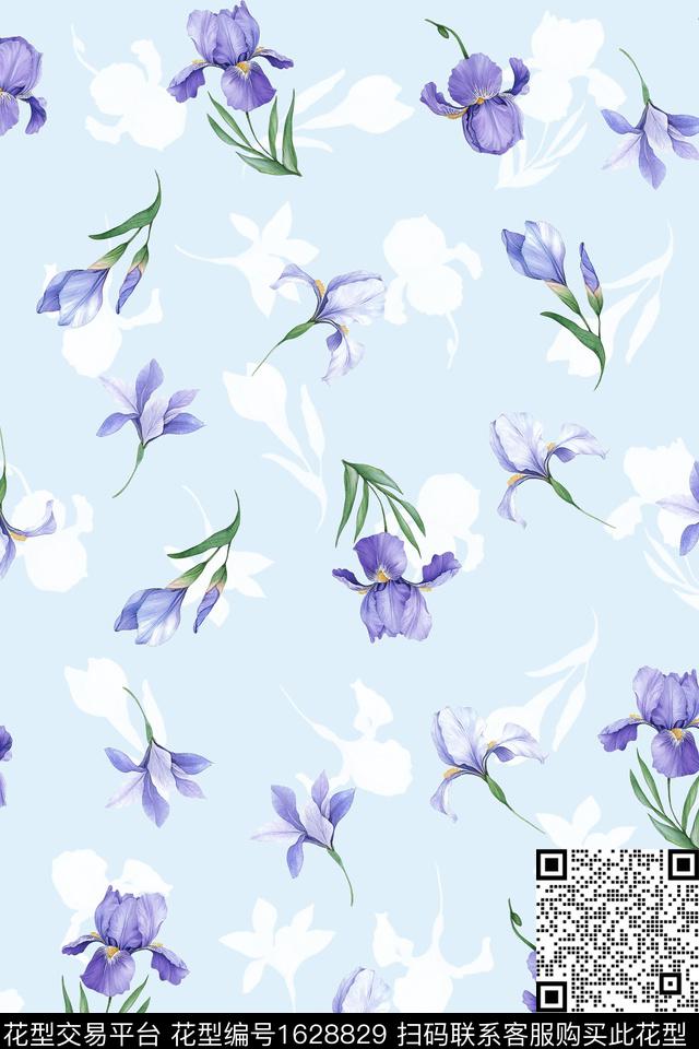 花卉剪影小清新数码印花华亿平台下载（图片编号: 1628829） - 瓦栏（Walan）