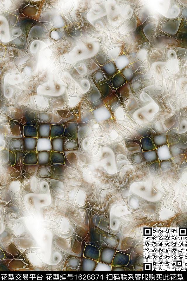 格子抽象数码印花华亿平台下载（图片编号: 1628874） - 瓦栏（Walan）