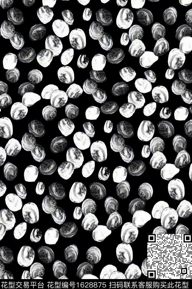 黑白抽象数码印花华亿平台下载（图片编号: 1628875） - 瓦栏（Walan）