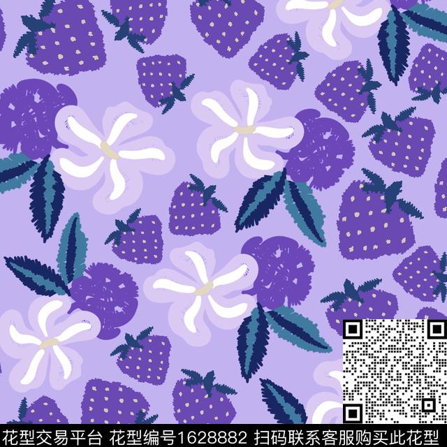 草莓花卉家居服传统印花华亿平台下载（图片编号: 1628882） - 瓦栏（Walan）