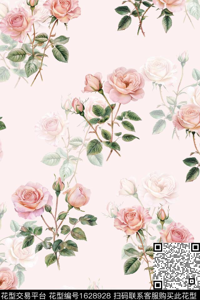 花卉影花年轻女装数码印花华亿平台下载（图片编号: 1628928） - 瓦栏（Walan）