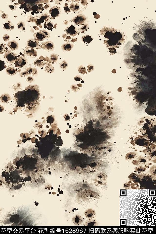 抽象墨迹水彩数码印花华亿平台下载（图片编号: 1628967） - 瓦栏（Walan）