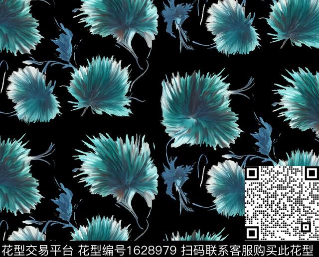 抽象抽象花卉油画数码印花华亿平台下载（图片编号: 1628979） - 瓦栏（Walan）