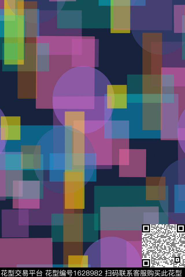 几何堆叠透明数码印花华亿平台下载（图片编号: 1628982） - 瓦栏（Walan）