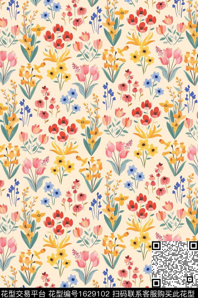花卉小碎花小清新数码印花华亿平台下载（图片编号: 1629102） - 瓦栏（Walan）