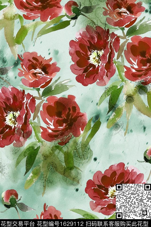 小清新真丝花卉数码印花华亿平台下载（图片编号: 1629112） - 瓦栏（Walan）