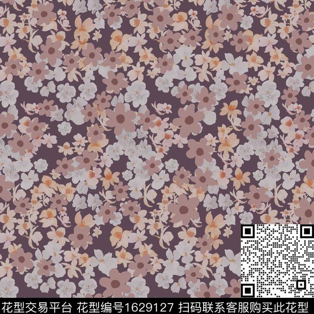 花卉小碎花彩底花卉数码印花华亿平台下载（图片编号: 1629127） - 瓦栏（Walan）