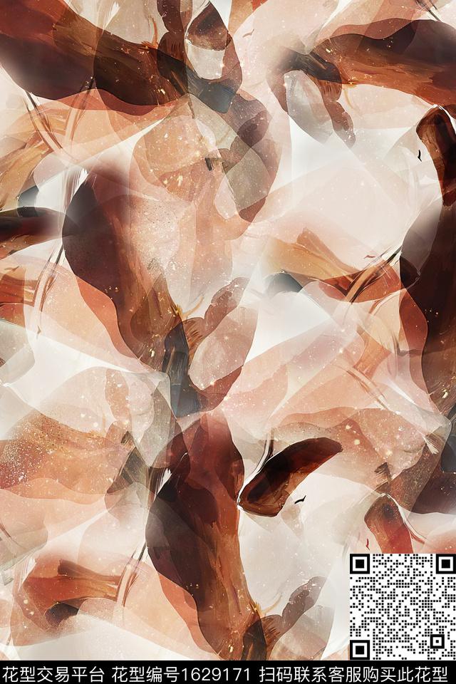 涂鸦抽象数码印花华亿平台下载（图片编号: 1629171） - 瓦栏（Walan）