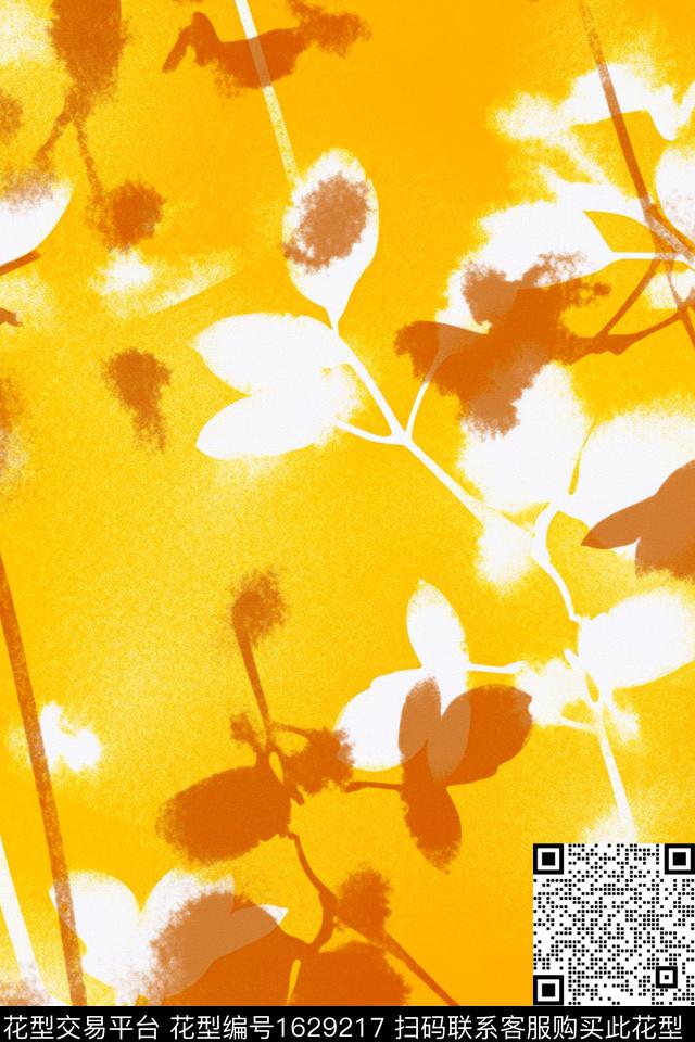 水彩剪影植物数码印花华亿平台下载（图片编号: 1629217） - 瓦栏（Walan）