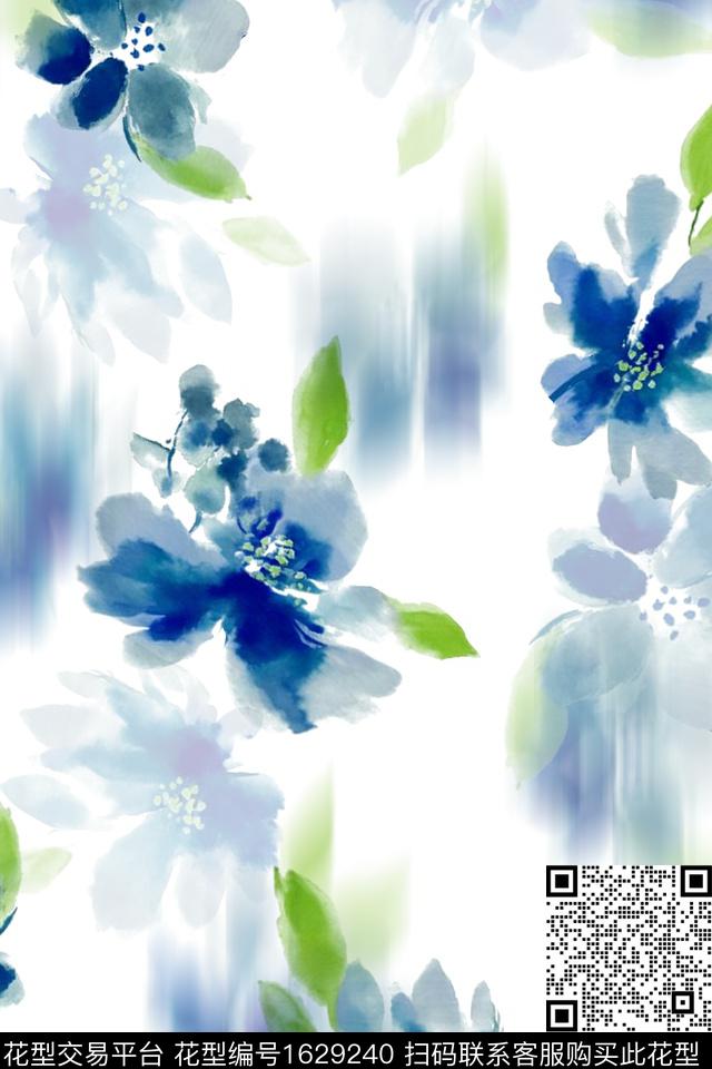 真丝花卉影花数码印花华亿平台下载（图片编号: 1629240） - 瓦栏（Walan）