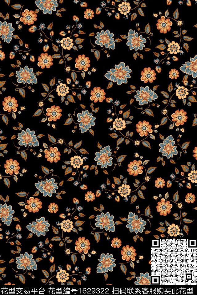 民族风民族花卉小碎花数码印花华亿平台下载（图片编号: 1629322） - 瓦栏（Walan）