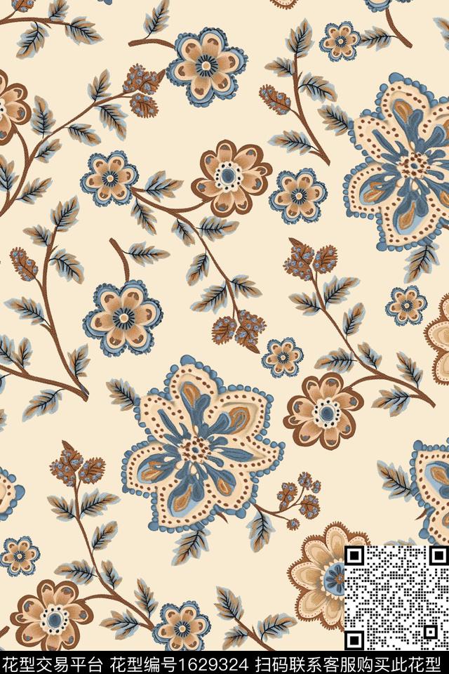 民族风民族花卉花卉数码印花华亿平台下载（图片编号: 1629324） - 瓦栏（Walan）