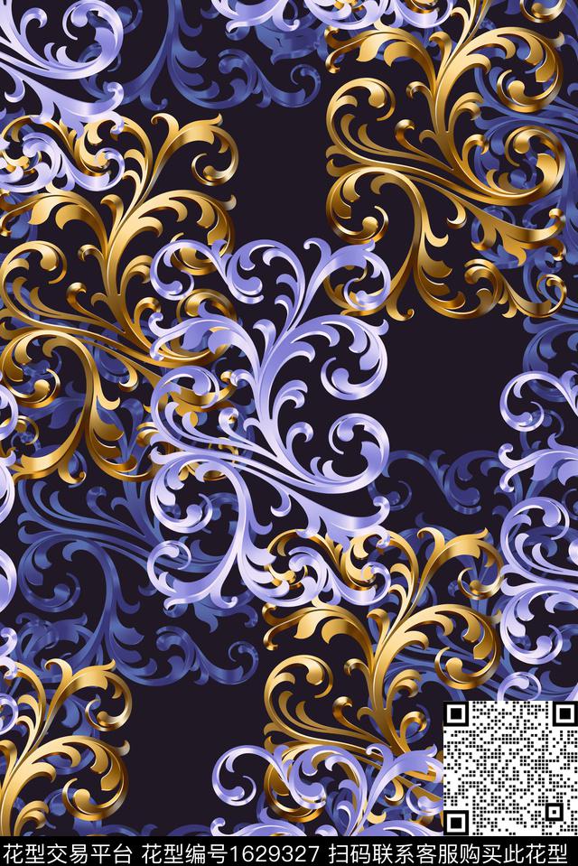 古典花纹卷草3D立体数码印花华亿平台下载（图片编号: 1629327） - 瓦栏（Walan）