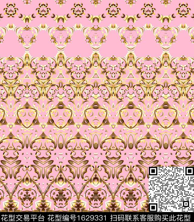 古典花纹金属宫廷风数码印花华亿平台下载（图片编号: 1629331） - 瓦栏（Walan）