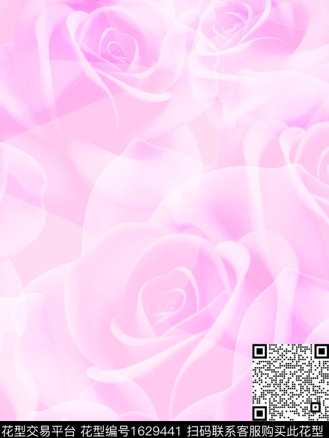 年轻女装大花花卉数码印花华亿平台下载（图片编号: 1629441） - 瓦栏（Walan）