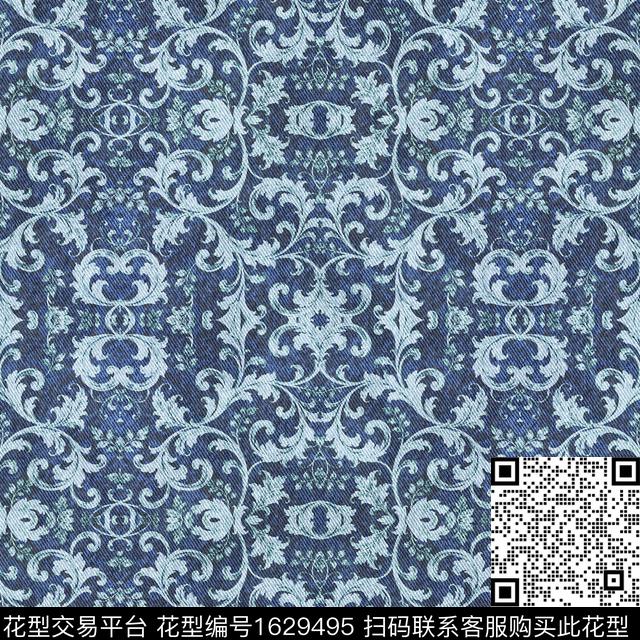 民族风卷草中老年数码印花华亿平台下载（图片编号: 1629495） - 瓦栏（Walan）