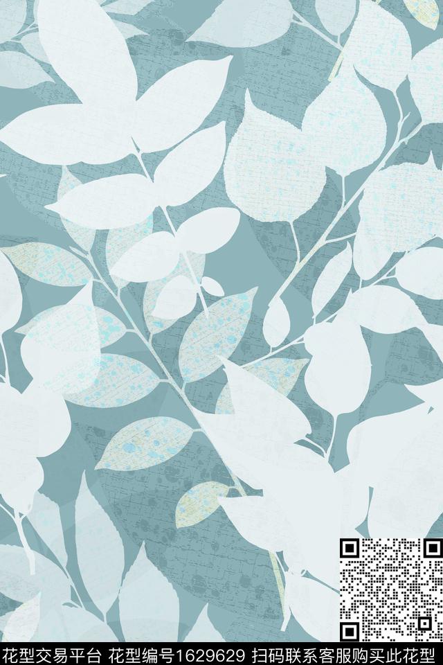 年轻女装植物叶子数码印花华亿平台下载（图片编号: 1629629） - 瓦栏（Walan）