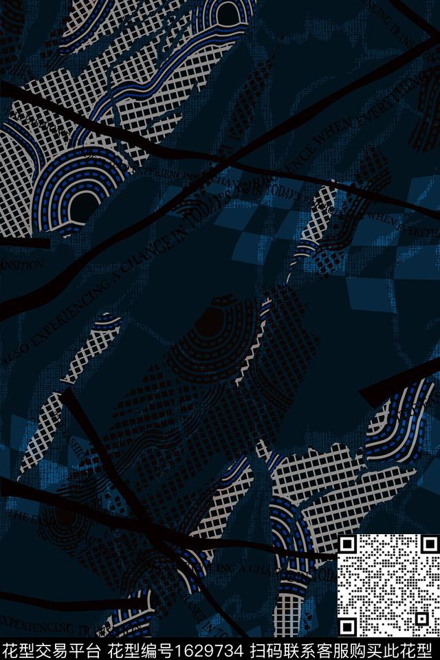 简欧线条休闲数码印花华亿平台下载（图片编号: 1629734） - 瓦栏（Walan）