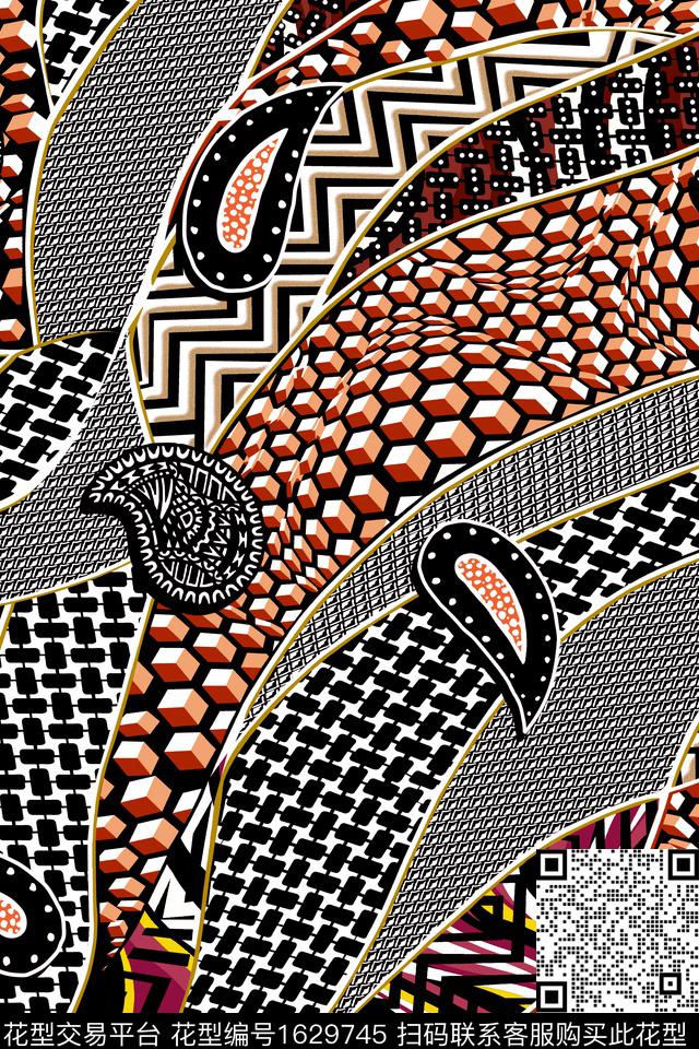 民族风混合拼接中老年数码印花华亿平台下载（图片编号: 1629745） - 瓦栏（Walan）