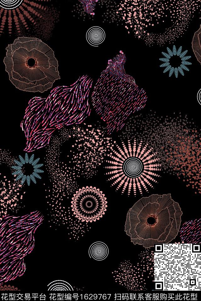 中老年几何抽象数码印花华亿平台下载（图片编号: 1629767） - 瓦栏（Walan）