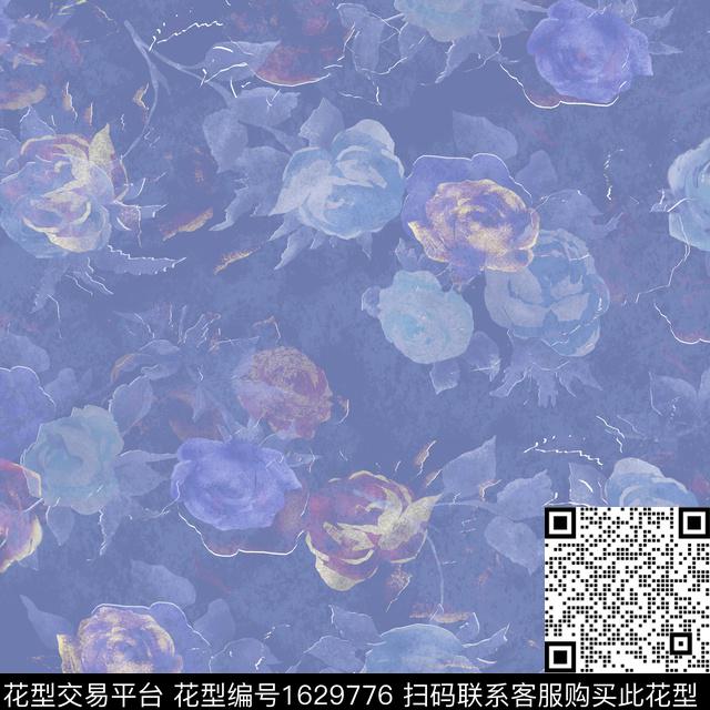 花卉影花水彩花卉数码印花华亿平台下载（图片编号: 1629776） - 瓦栏（Walan）