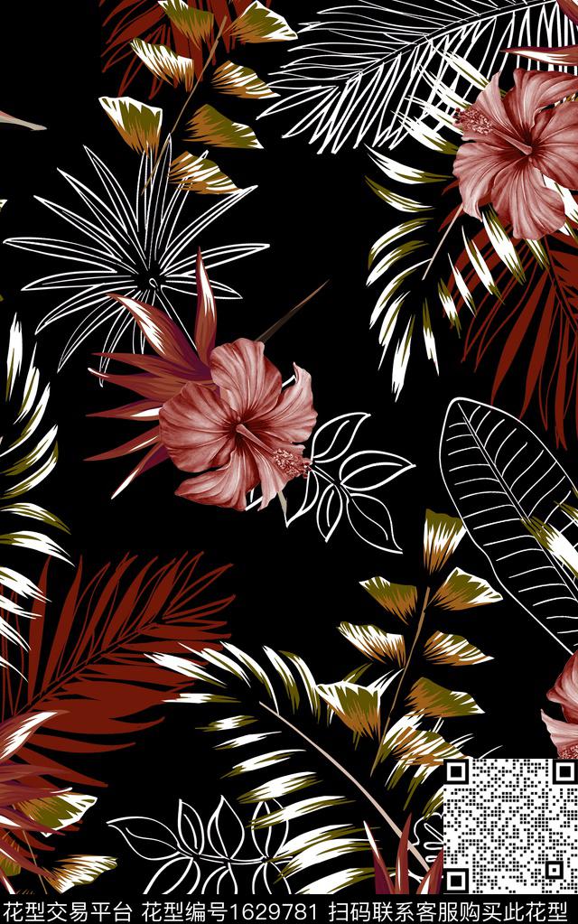 花卉中老年深底花卉数码印花华亿平台下载（图片编号: 1629781） - 瓦栏（Walan）