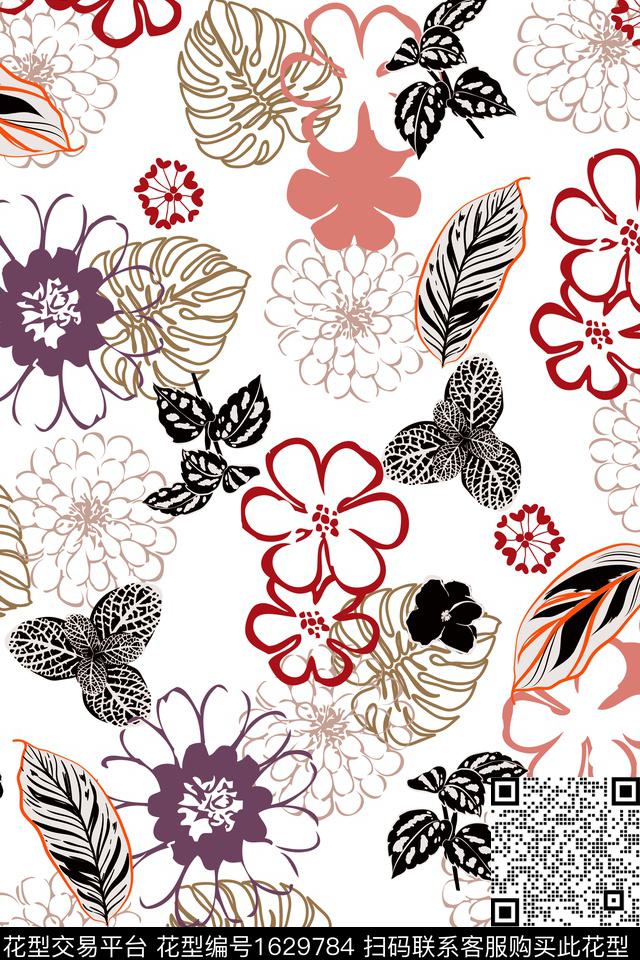 年轻女装花卉春夏华亿平台数码印花华亿平台下载（图片编号: 1629784） - 瓦栏（Walan）