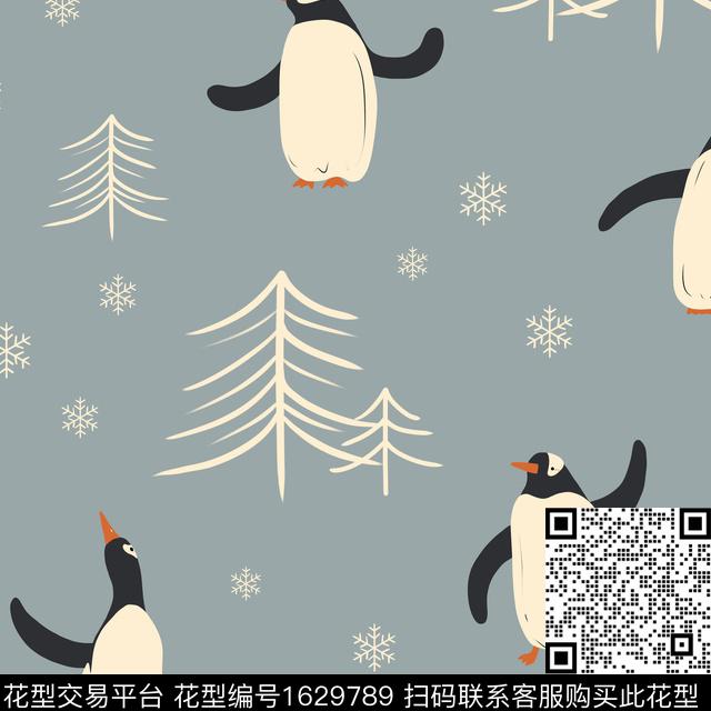 卡通动物可爱企鹅数码印花华亿平台下载（图片编号: 1629789） - 瓦栏（Walan）