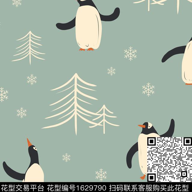 卡通动物可爱企鹅数码印花华亿平台下载（图片编号: 1629790） - 瓦栏（Walan）