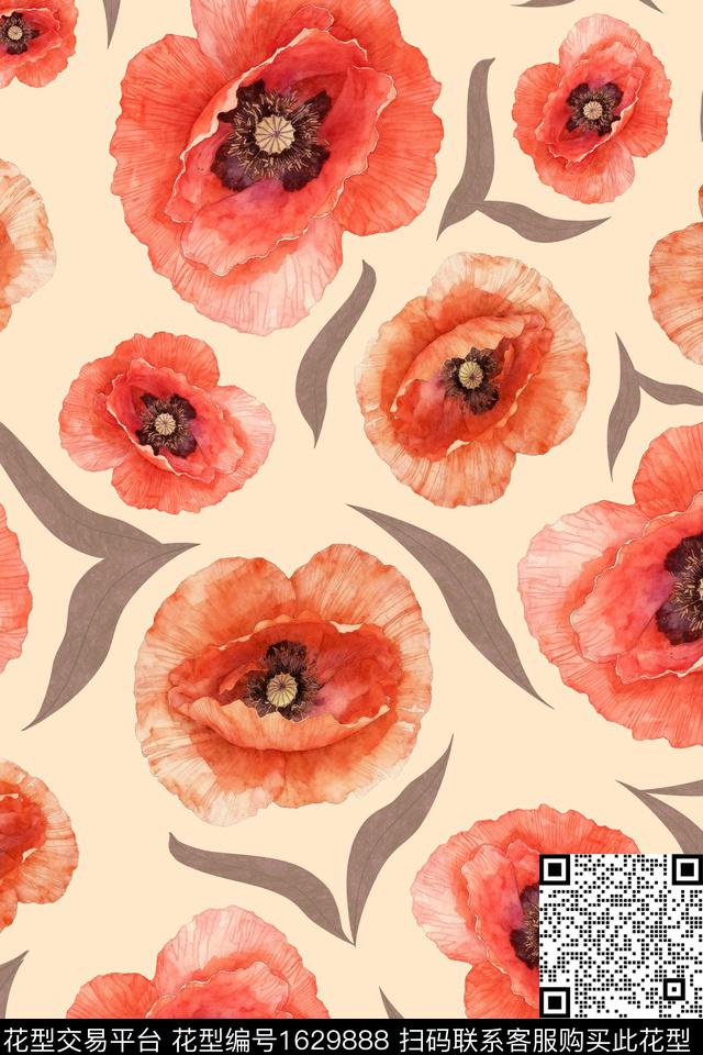 植物大花小碎花数码印花华亿平台下载（图片编号: 1629888） - 瓦栏（Walan）