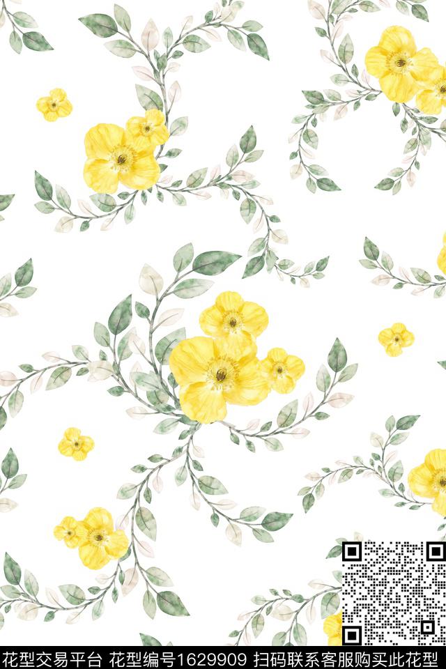 年轻女装花卉小清新数码印花华亿平台下载（图片编号: 1629909） - 瓦栏（Walan）