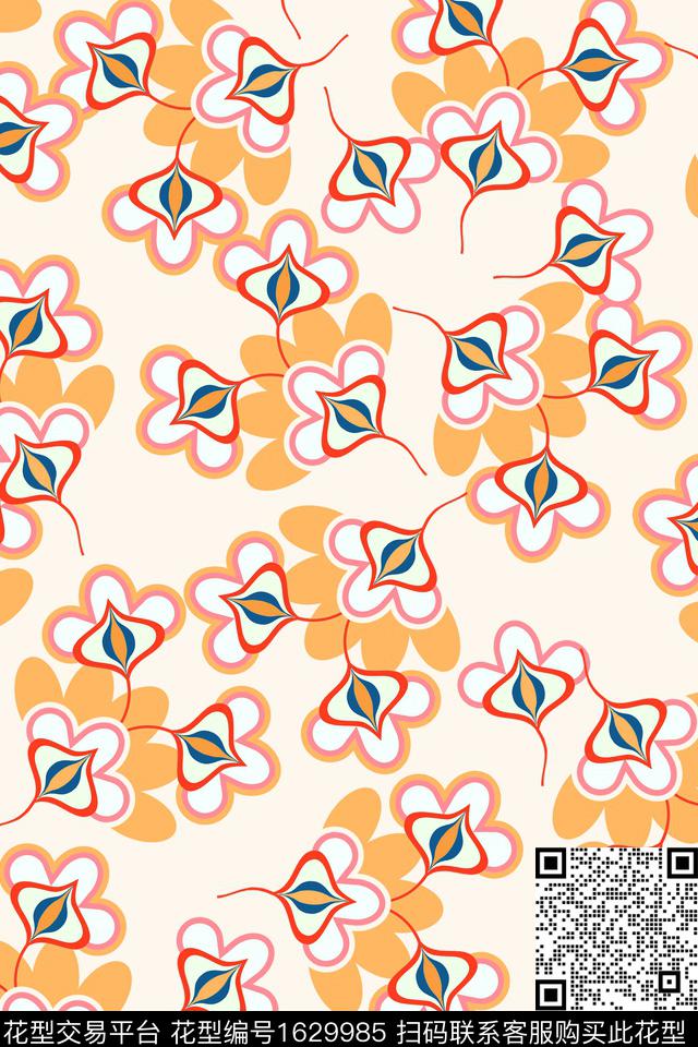 年轻女装花卉春夏华亿平台传统印花华亿平台下载（图片编号: 1629985） - 瓦栏（Walan）