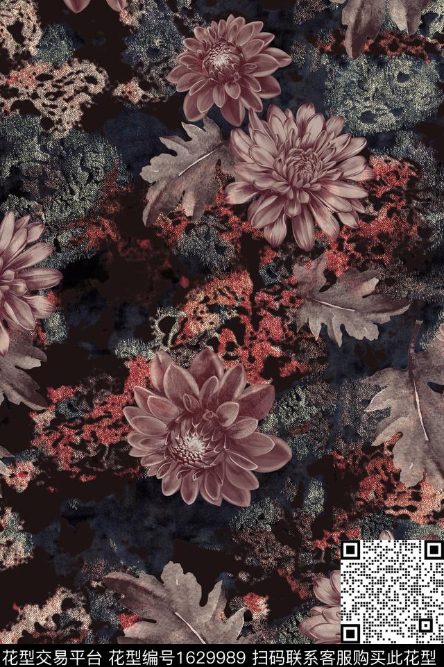 花卉肌理中老年数码印花华亿平台下载（图片编号: 1629989） - 瓦栏（Walan）