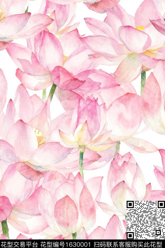 年轻女装植物大花数码印花华亿平台下载（图片编号: 1630001） - 瓦栏（Walan）