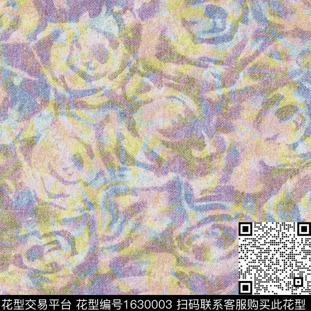 花卉抽象花卉彩色牛仔数码印花华亿平台下载（图片编号: 1630003） - 瓦栏（Walan）