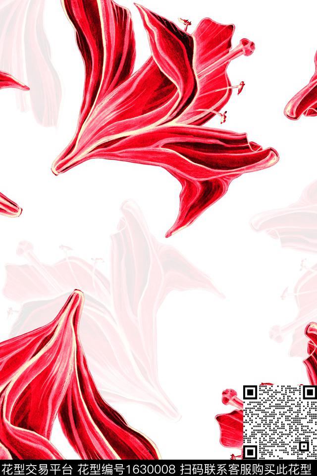 花卉大花影花数码印花华亿平台下载（图片编号: 1630008） - 瓦栏（Walan）