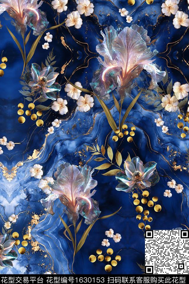 花卉晕染肌理抽象数码印花华亿平台下载（图片编号: 1630153） - 瓦栏（Walan）