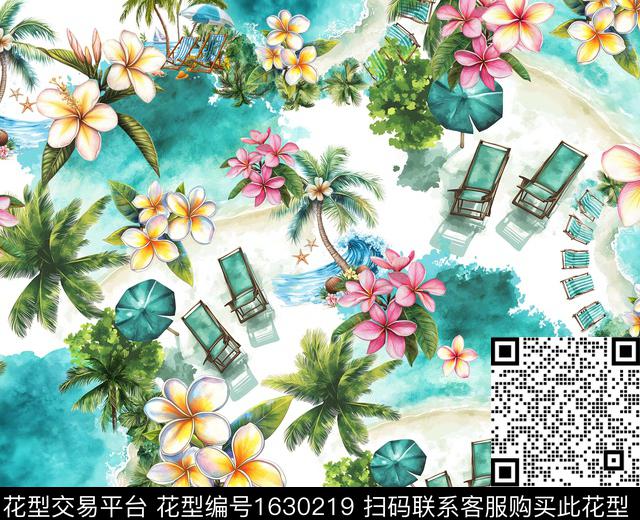 椰子树棕榈树鸡蛋花数码印花华亿平台下载（图片编号: 1630219） - 瓦栏（Walan）