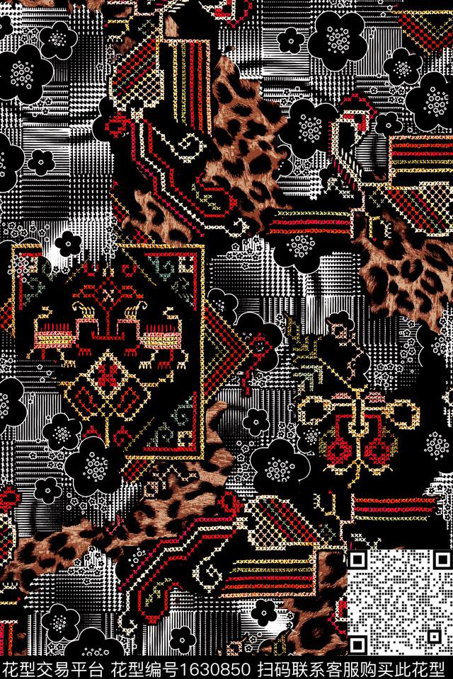 豹纹动物纹民族风数码印花华亿平台下载（图片编号: 1630850） - 瓦栏（Walan）