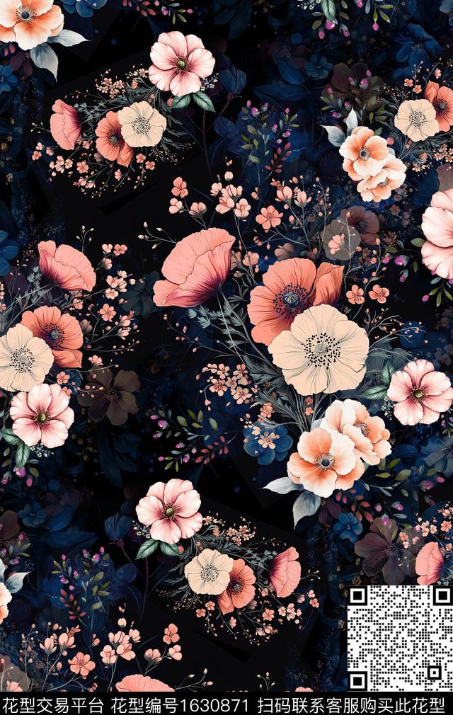 花卉影花中老年数码印花华亿平台下载（图片编号: 1630871） - 瓦栏（Walan）