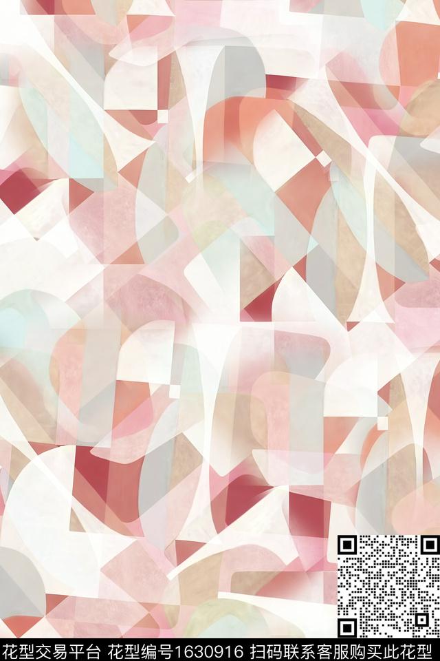 几何抽象数码印花华亿平台下载（图片编号: 1630916） - 瓦栏（Walan）