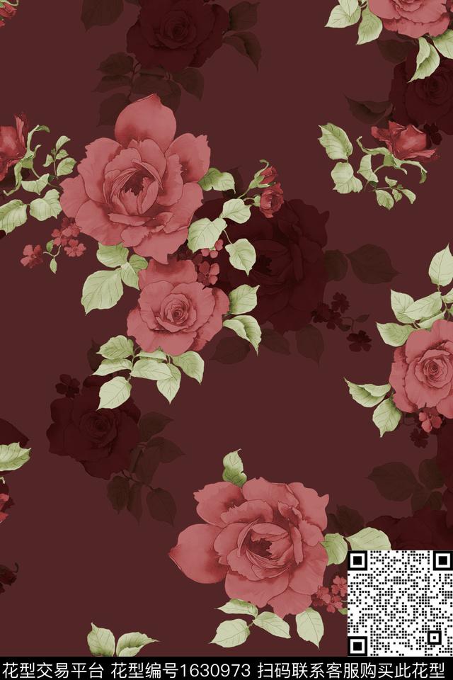 水彩花卉影花花卉数码印花华亿平台下载（图片编号: 1630973） - 瓦栏（Walan）