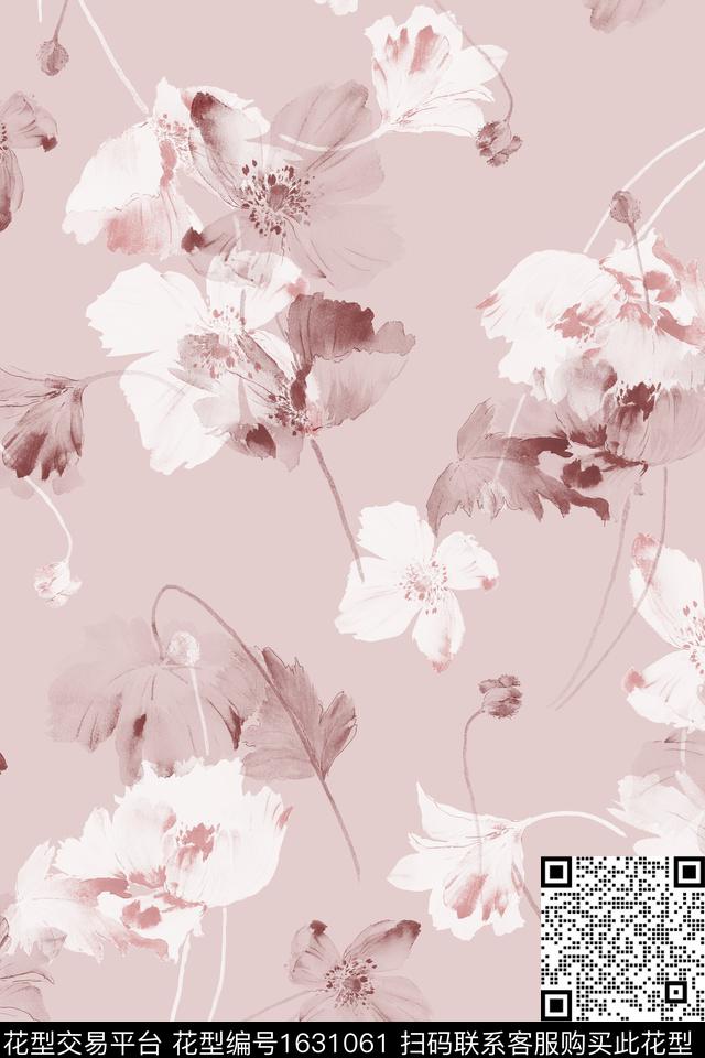 花卉女装清爽底花卉数码印花华亿平台下载（图片编号: 1631061） - 瓦栏（Walan）