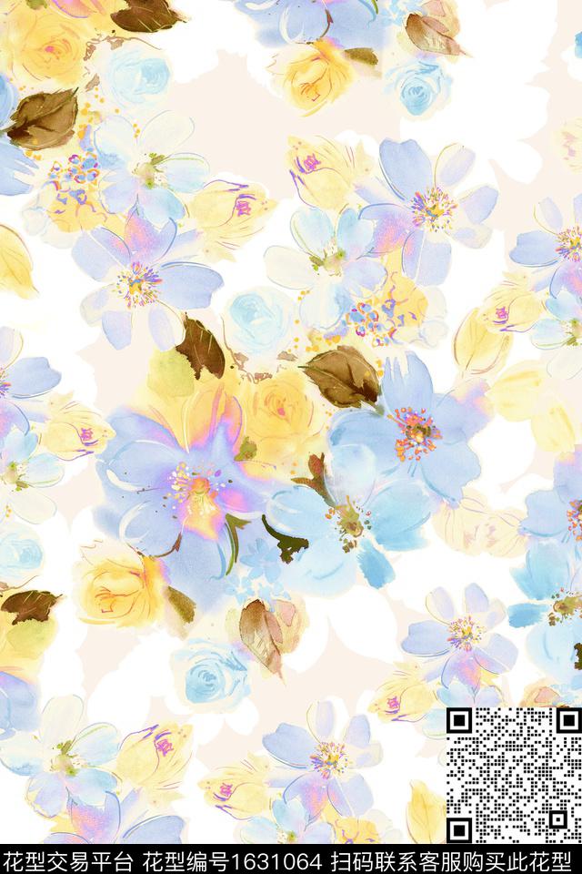 花卉女装影花数码印花华亿平台下载（图片编号: 1631064） - 瓦栏（Walan）