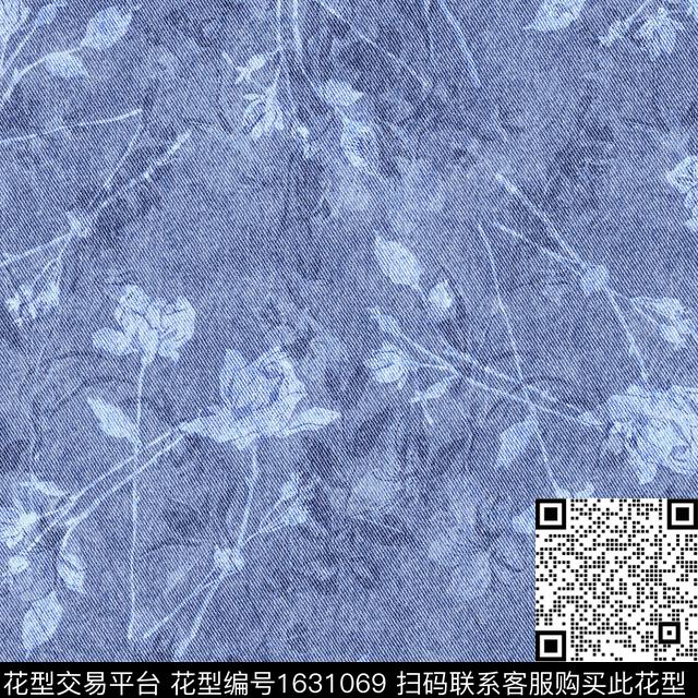 花卉肌理牛仔布纹数码印花华亿平台下载（图片编号: 1631069） - 瓦栏（Walan）