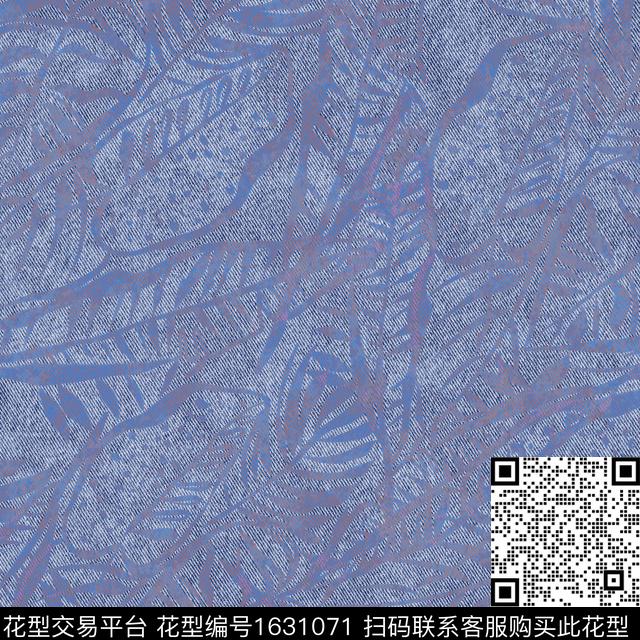 肌理绿植树叶牛仔布纹数码印花华亿平台下载（图片编号: 1631071） - 瓦栏（Walan）