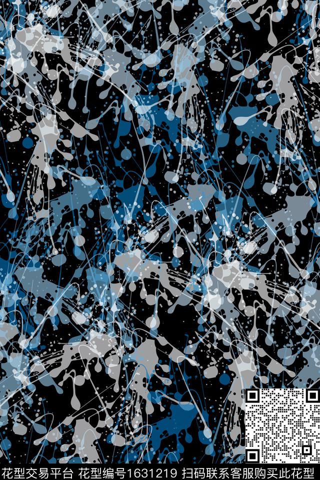 墨迹抽象涂鸦数码印花华亿平台下载（图片编号: 1631219） - 瓦栏（Walan）